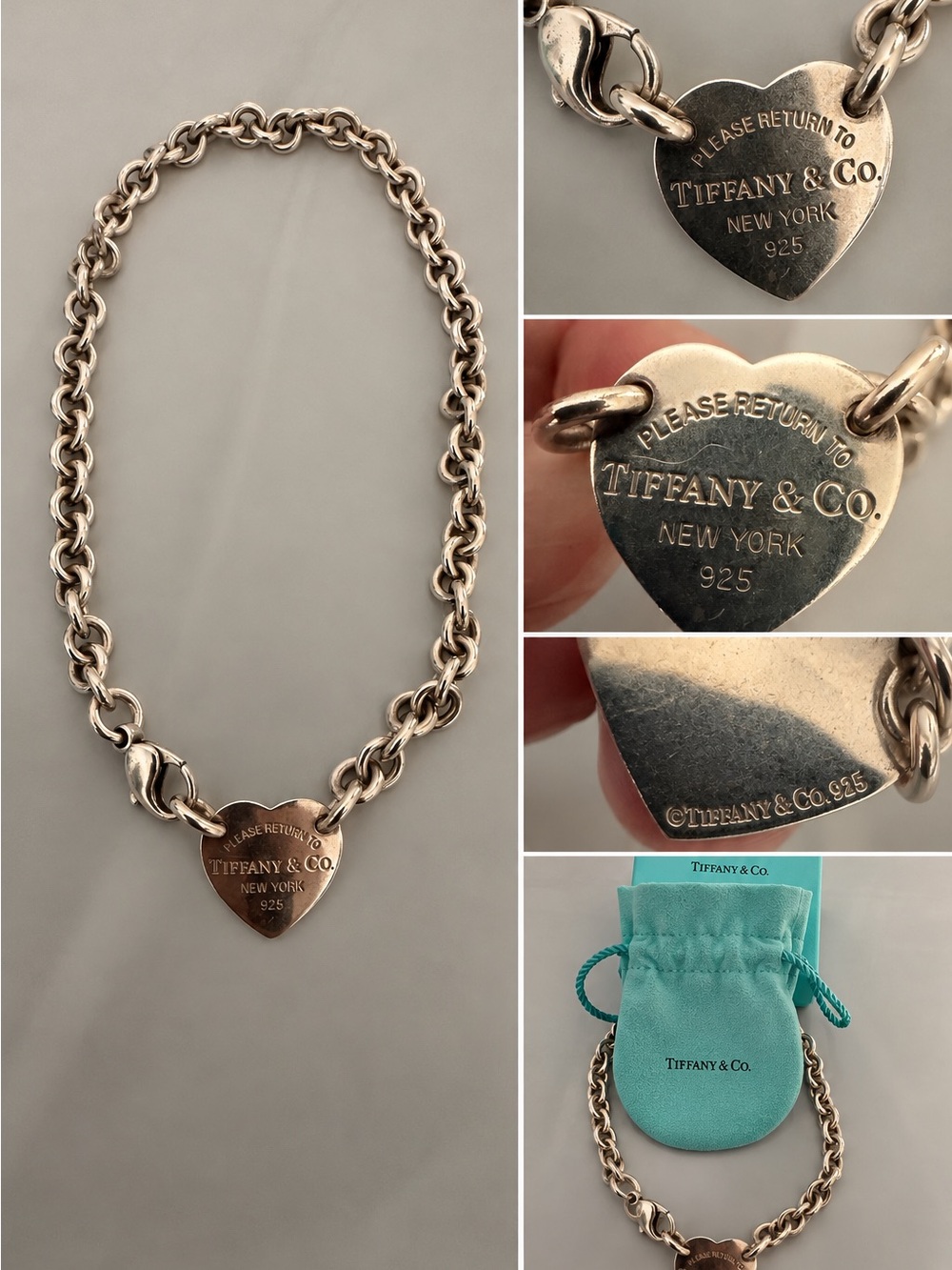 Tiffany & Co. Sterling Silver Heart Tag Chain Necklace - Silver
